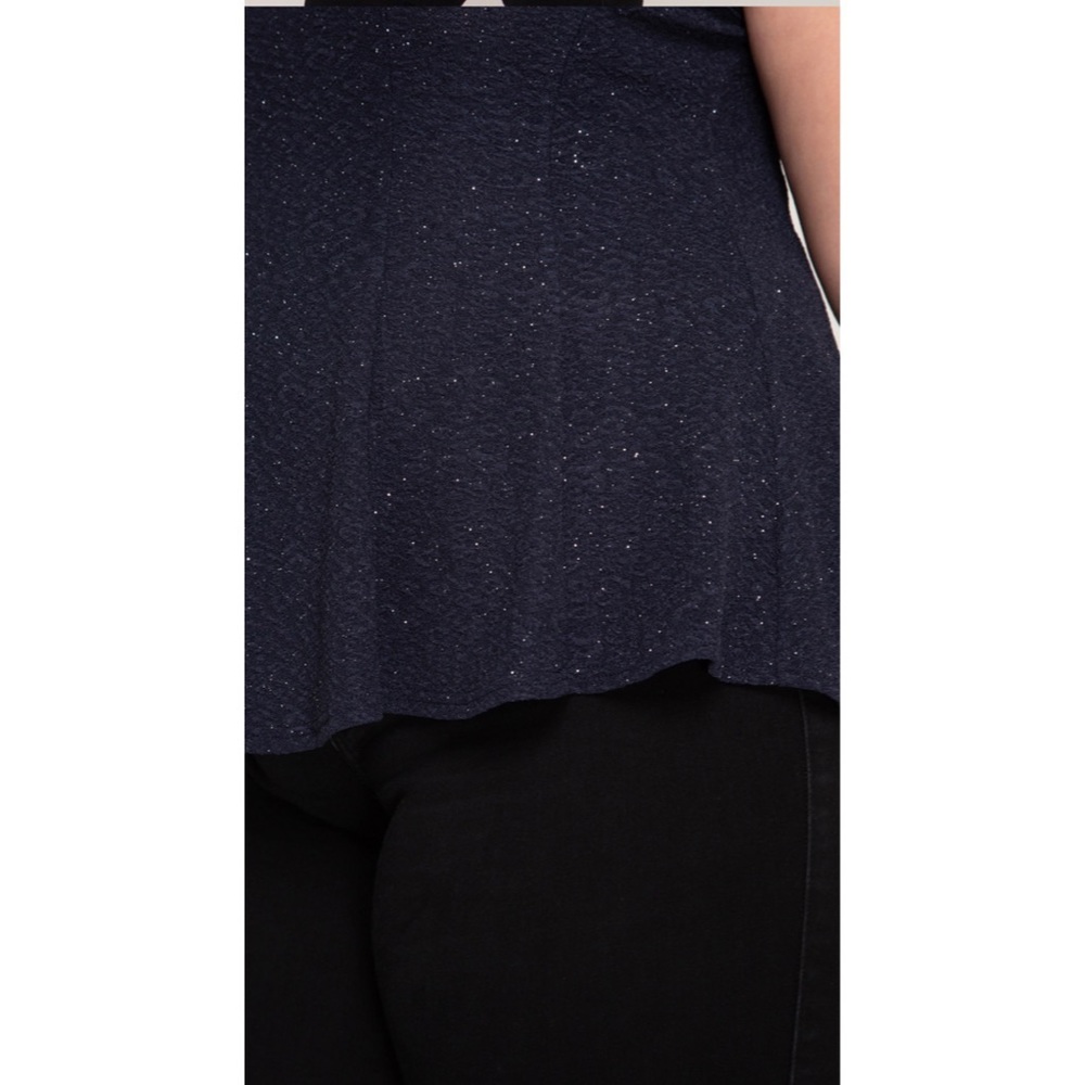 Navy and Silver Glitter Knit Fit & Flare Top S-L - Picture 3 of 5